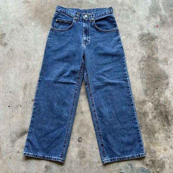 Vintage Lee Pipes Denim Wide Leg Jeans Size 30X26 JNCOS SKATER BAGGY - Picture 3 of 5
